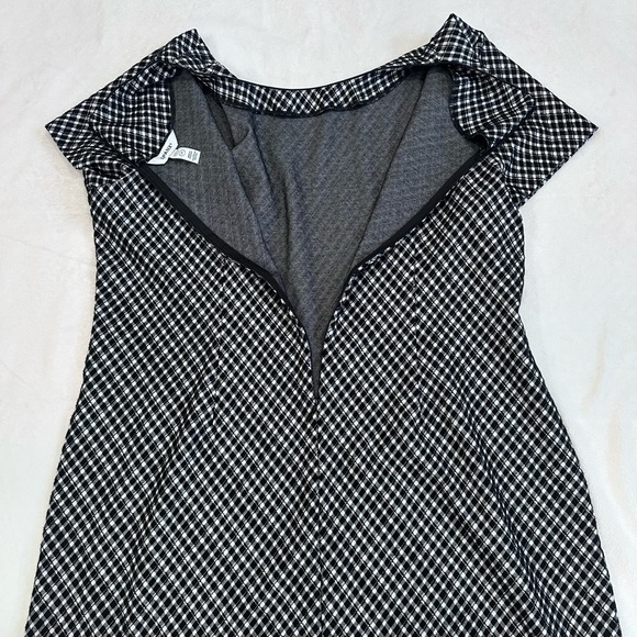 SPANX Jacquard Ponte Plaid Black White Mini Dress Size 1X Long Sleeve EUC - Picture 7 of 13